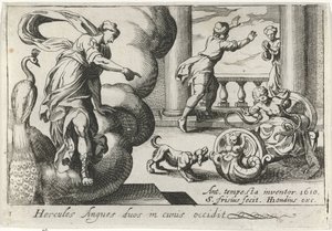 Jeune Hercule étranglant deux serpents (série Thèmes herculéens) - Simon Frisius