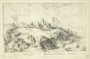 Paysage avec homme et femme - Simon Frisius