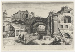 Vue de la ville avec une ruine