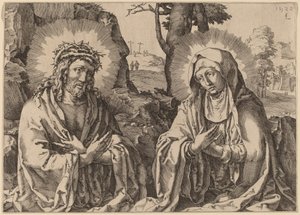 Le Sauveur et la Vierge - Simon Frisius after Lucas van Leyden