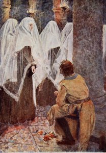 Le Chevalier Écossais à genoux regardait les nonnes voilées passer, illustration pour 