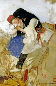 Épluchage du maïs, 1885 - Simon Hollosy