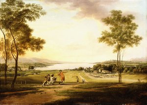 Le lac Léman depuis les pentes de Cologny en direction d
