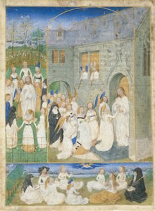 Les Saintes Vierges Accueillies par le Christ à leur Entrée aux Portes du Paradis - Simon Marmion