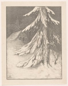 Sapin dans un paysage enneigé - Simon Moulijn