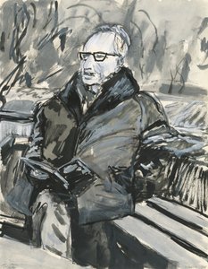 Homme lisant un livre, 2019 (encre et peinture acrylique sur papier)