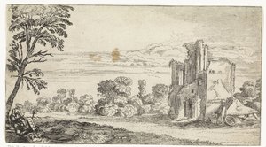 Paysage avec ruine - Simon Poelenburg