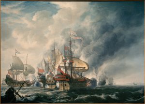 Amiral Joris van Spilbergen dans la bataille au large des côtes du Pérou, 17 juillet 1615 - Simon de Vlieger