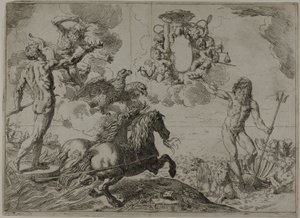 Jupiter, Neptune et Pluton Offrant leurs Couronnes aux Armes du Cardinal Borghese - Simone Cantarini