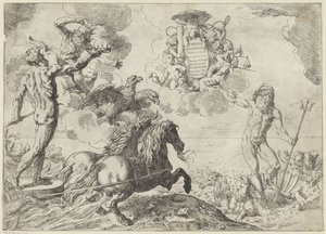 Jupiter, Neptune et Pluton offrent leurs couronnes aux armes du cardinal Scipione Borghese