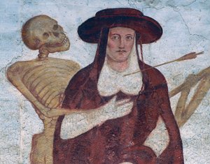 Le cardinal et la mort (détail de La Danse macabre) - Simone II Baschenis