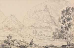 Album de 30 vues au Tyrol et en Italie : Forteresse de Trostburg près de la ville de Kollman. Tyrol. 28 oct. 1840