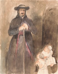 Un prêtre avec deux enfants