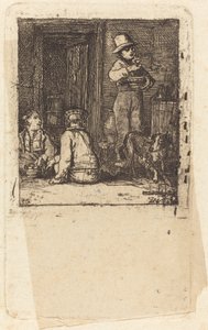 Intérieur avec trois garçons et un chien - Sir David Wilkie