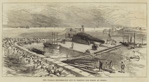 Le canon italien de cent tonnes en position de tir à Spezia - Sir John Charles Robinson