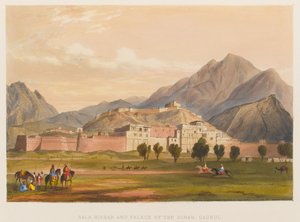 Bala Hissar et Palais du Shah, Kaboul (lithographie en couleur)