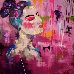 Portrait abstrait rose - Sofia Toborg