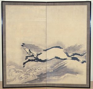 Saut de cheval, japonais, période Edo, vers XVIIIe siècle - Soga Shohaku