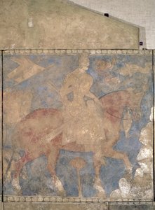 Le Héros Rustam, de Penjikent, première moitié du 8ème siècle (peinture murale sur plâtre)