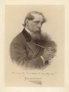 Portrait de Charles Dickens tenant sa plume - Solomon (after) Eytinge