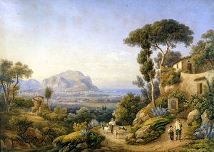 Palerme et le mont Pellegrino. Peinture de Solomon Corrodi