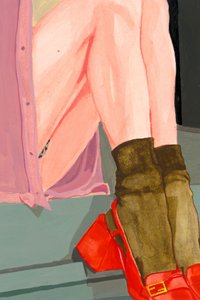 Jambes colorées, chaussures rouges