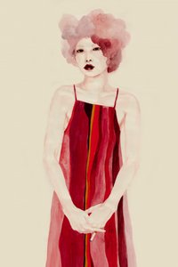 Portrait en robe rouge