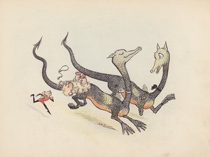 Illustration pour Little Twin Dragons de S Rosamond Praeger (lithographie couleur)