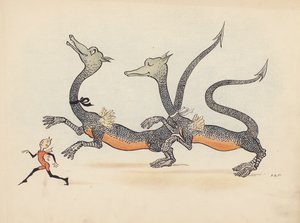 Illustration pour Little Twin Dragons de S Rosamond Praeger (lithographie couleur)