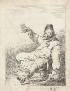 Homme ivre assis sur un tonneau - Sophia Wilhelmina Evans