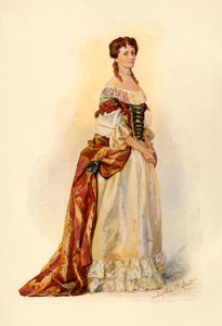 Robe de brocart rouge portée dans la colonie de la Barbade vers 1685