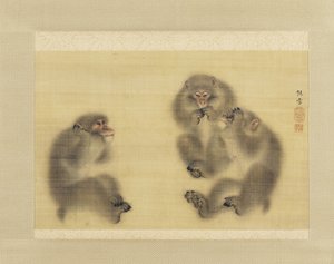 Singes : Ne pas entendre le mal, ne pas voir le mal, ne pas dire le mal, c.1820