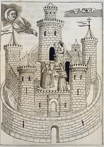 Un Château, gravure pour accompagner les chansons mallorquines écrites par Fray Encelm Turmeda