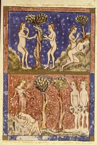 Adam et Ève, illustration de la Haggadah de Sarajevo