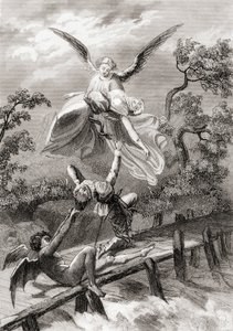Amina est emportée par un ange tandis que le diable capture le sacristain d