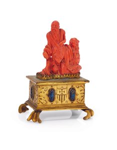 Groupe sculpté de Saint Jérôme avec son lion