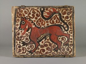 Carreau de plafond, seconde moitié du XVe siècle (faïence peinte à l