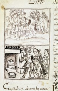 Codex de la conquête du Mexique - miniature du manuscrit florentin "Histoire des Aztèques" par Bernardino de Sahagun