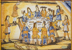 Scène de Dîner (carreaux de céramique) - Spanish School