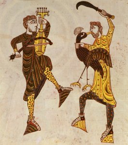 Deux hommes dansant, du Beatus Apocalypse de Santo Domingo de Silos - Spanish School
