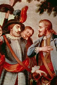 Hernando Cortes (1485-1547) et Diego di Velasquez (1465-1524) (détail)