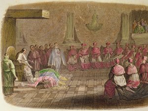 Ambassadeurs japonais prosternés aux pieds du pape Grégoire XIII en 1585 - Spanish School