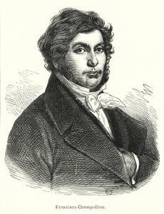 Jean-François Champollion, érudit français, philologue et déchiffreur des hiéroglyphes égyptiens anciens (lithographie) - Spanish School
