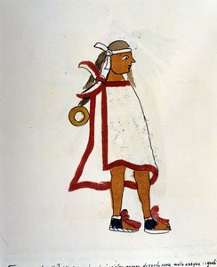 Homme du peuple aztèque dans le Codex Vaticanus 3738 (Codex Vat. Rios). Fac-similé du manuscrit par le dominicain Pedro de los Rios, entre 1570 et 1589, Bibl. Vatican