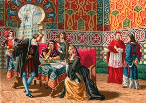 Rencontre entre Colomb et Ferdinand et Isabelle avant le voyage de découverte