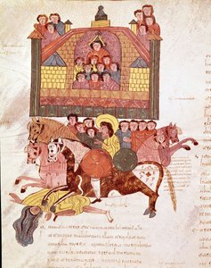 Page de bible mozarabe : mort de la reine Jézabel