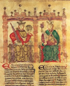 Pélage (685-737), fondateur du royaume des Asturies et son petit-fils Fruela I (722-68) - Spanish School