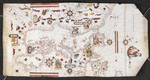 Carte portulan, par Jaume Olives - Spanish School