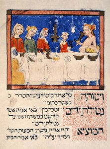 Reproduction du repas de la Pâque, de la Haggadah de Sarajevo - Spanish School