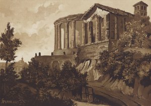 Temples romains de la Sibylle Tiburtine et de Vesta, Tivoli, Italie - Spanish School
